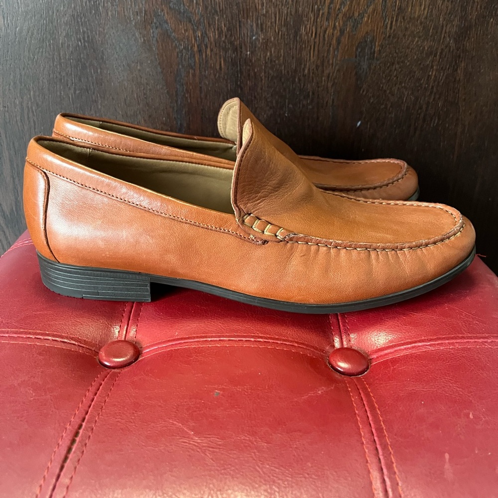 Johnston & Murphy Cognac Brown Sheepskin Men's Sz10 Leather Loafers